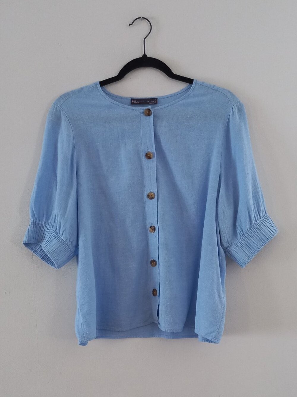 Marks & Spencer Light Blue Button-Front Blouse